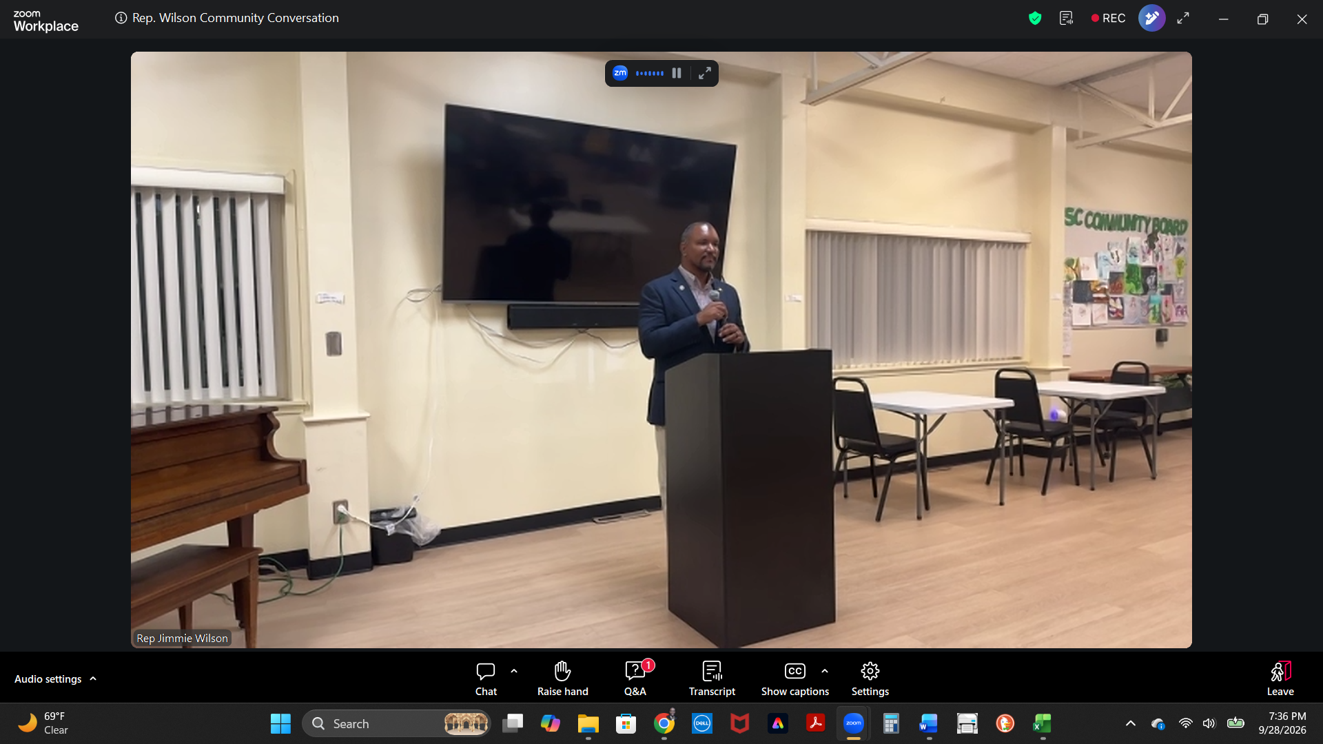 Live Zoom screenshot of the Community Conversation with State Representative Jimmie Wilson Jr.